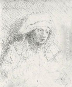 Sick Woman With A Large White Headdress by Harmenszoon van Rijn Rembrandt