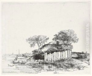 Cottage With A White Paling by Harmenszoon van Rijn Rembrandt