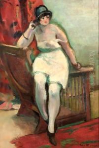 Femme Au Chapeau Noir by Henri Ottmann