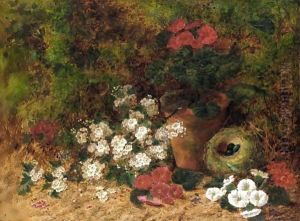 Still Life With Flowers And A Bird Nest by Oliver Clare
