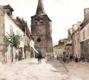 Gathering Outside The Church by Henri-Joseph Harpignies