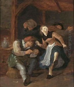 A Merry Company In An Interior Singing And Dancing by Jan Miense Molenaer