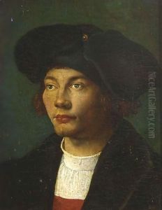 A Portrait Of A Gentleman, Head And Shoulders, Wearing A Black Coat And Hat by Durer or Duerer, Albrecht