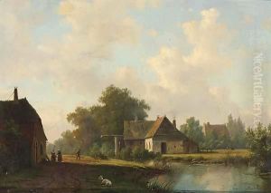 Landscape With Farm And Peasants On A Country Lane