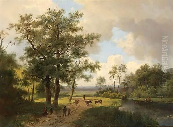 A Summer Landscape With Peasants On A Sandy Track - view 1