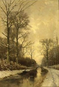 A Rowing Boat On A Canal In Winter