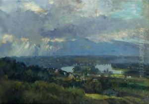 Le Bas De Meudon, Vue De Bellevue, Effet De Soleil Derriere Les Nuages