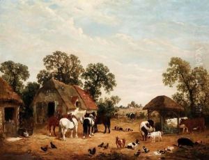 Animals In A Farm Yard by John Frederick Herring Snr
