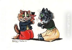 Playing With Dolly by Louis Wain