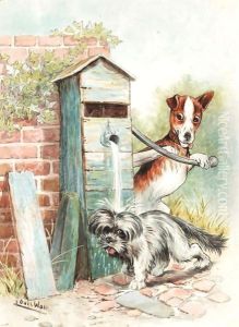 Washing The Dog by Louis Wain