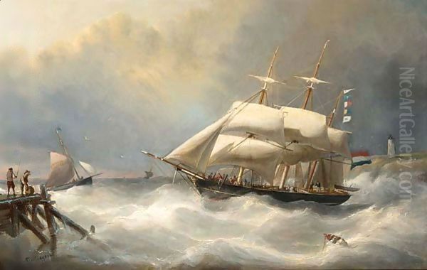 A Three-Master On Choppy Seas - view 1