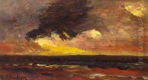 Landscape At Dusk by Karl Pierre Daubigny