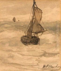 A Bomschuit At Sea by Hendrik Willem Mesdag