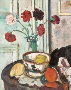 Still Life With Carnations And Fruit