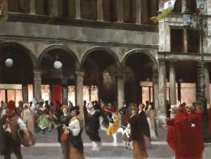 The Carnival Before Cafe Florian, Venice by Friedrich von Puteani
