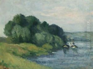 Rolleboise, Bord De Riviere by Maximilien Luce