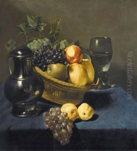 Still Life With Apples And Grapes In A Wicker Basket by Judith Leyster