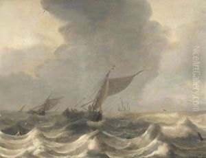 A Seascape With Smalschips In Choppy Waters