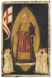 Saint Laurence In Glory With Four Angels by Nero di Bicci
