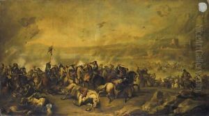 A Cavalry Engagement With A Distant Town Beyond