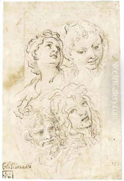 Study Of Four Heads And A Hand - view 1
