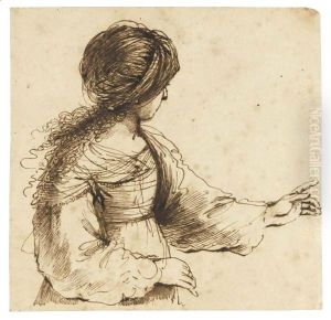A Fortune Teller A Woman Wearing A Scarf On Her Head, Turned To The Left by Giovanni Francesco Barbieri