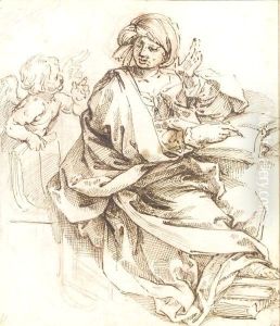A Sibyl Writing, A Putto To The Left by Guido Reni