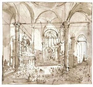 The Interior Of The Church Of S. Zanipolo, Venice by Francesco Guardi