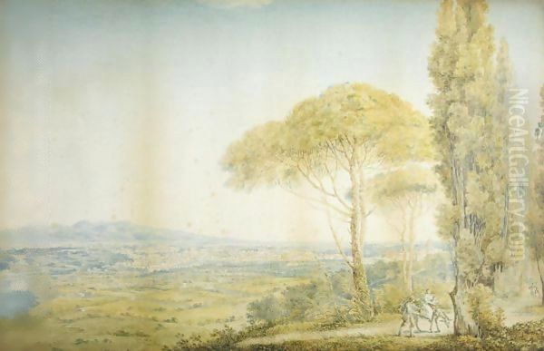 A View Of Rome, From The Villa Madama, With St. Peter's Seen Through Trees To The Right, And The Tiber To The Left - view 1