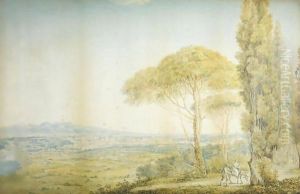A View Of Rome, From The Villa Madama, With St. Peter's Seen Through Trees To The Right, And The Tiber To The Left by Franz Kaisermann