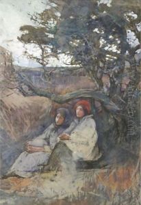 Girls Resting Beneath A Tree by Elizabeth Stanhope Forbes