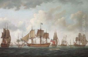 H.M.S. Queen Charlotte With The British Squadron And Allied Men-Of-War At Spithead, Prior To Sailing To Ushant In 1794 by Adam Callander