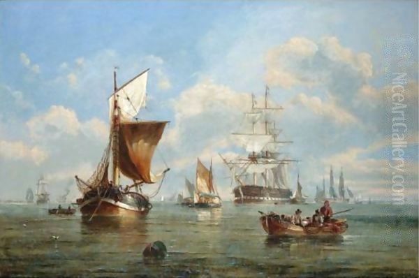 Shipping At Anchor Off The Coast - view 1
