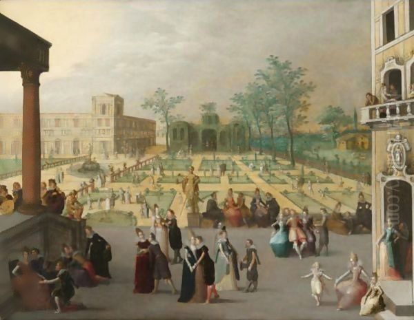 A Palace Garden With Elegant Couples Dancing - view 1