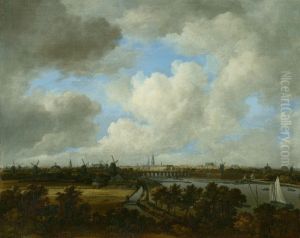 Amsterdam A Distant View From The South Along The West Bank Of The River Amstel Towards The City by Jacob Van Ruisdael