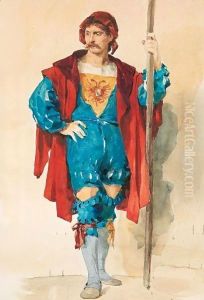 Soldat In Historischem Kostum Des 16. Jahrhunderts Soldier In 16th Century Costume by Albert Anker