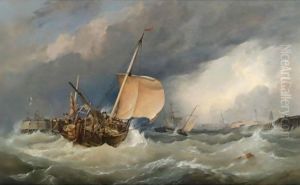 French Lugger Running Into Calais by Edward William Cooke