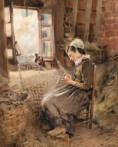 Mending The Net by Konstantin Egorovich Egorovich Makovsky