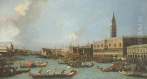 Il Bucintoro Di Ritorno Al Molo Il Giorno Dell'Ascensione by (Giovanni Antonio Canal) Canaletto