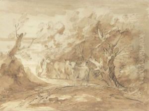Milkmaids With Cattle On A Country Track by Thomas Gainsborough