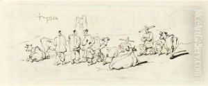 Chinese Drovers With Cattle by George Chinnery