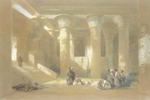 The Grand Portico Of The Temple At Esneh, Egypt by David Roberts