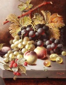 Still Life With Peaches, Grapes And Raspberries
