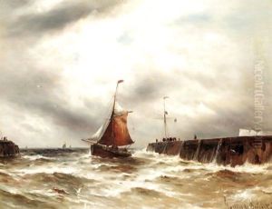Bringing Home The Catch In Stormy Seas, Dover by Gustave de Breanski