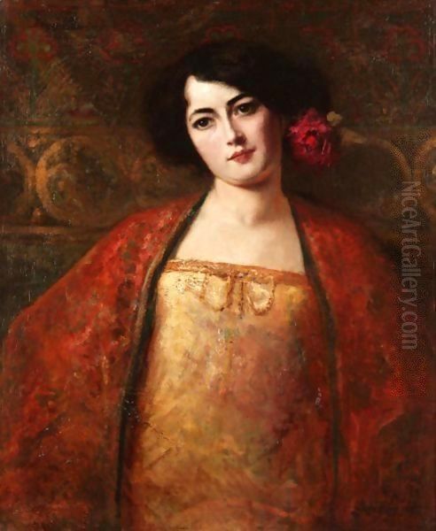 Portrait Of A Lady In A Red Shawl - view 1