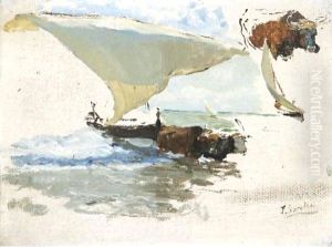 Beaching The Boat, Study For 'La Vuelta De La Pesca' by Joaquin Sorolla Y Bastida