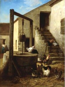 Interieur De Basse-Cour by Charles Emile Jacque