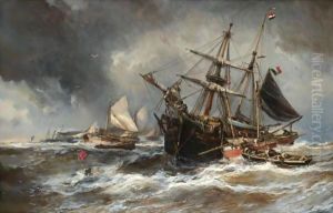Bateaux Dans La Tempete by Eugene Isabey