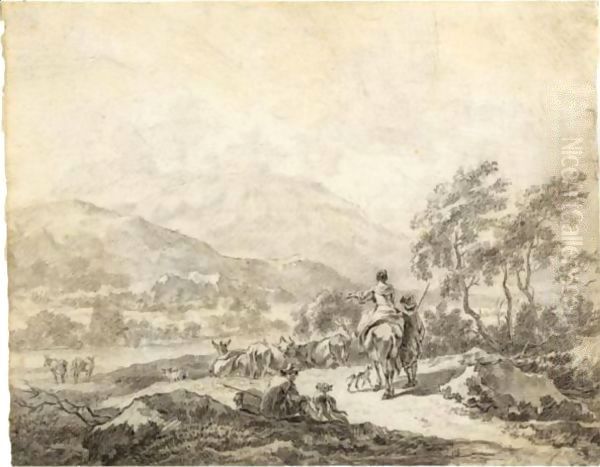 Italianate Landscape With Resting Figures And Their Flocks - view 1