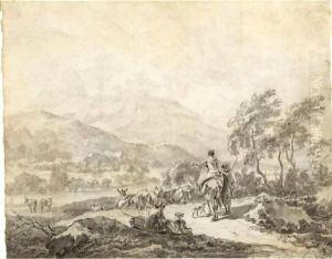 Italianate Landscape With Resting Figures And Their Flocks